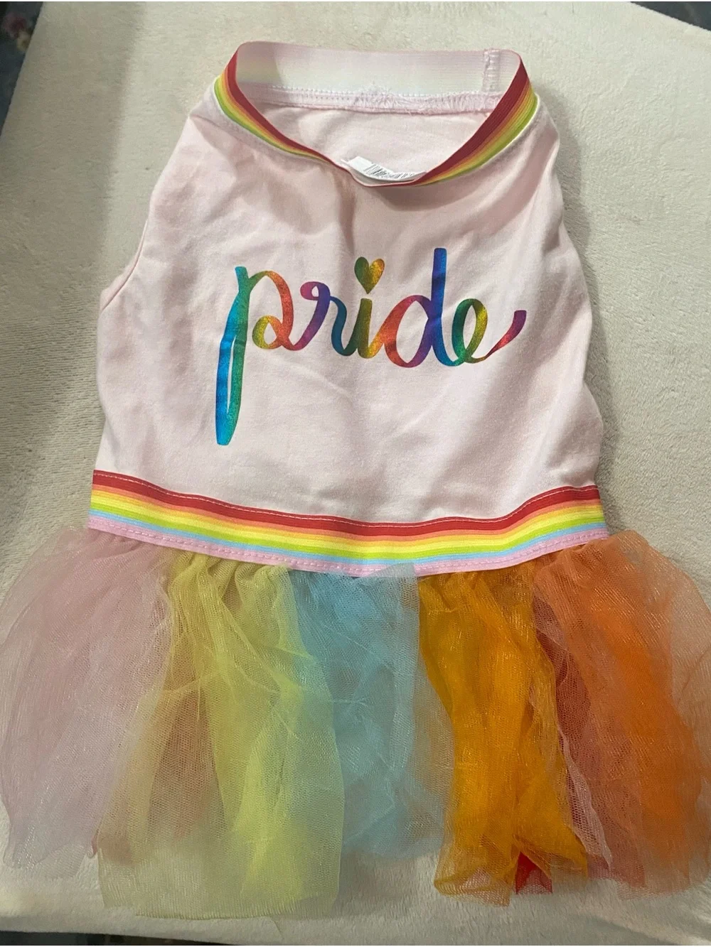 Pink 'Pride' Rainbow Tulle Dog Dress